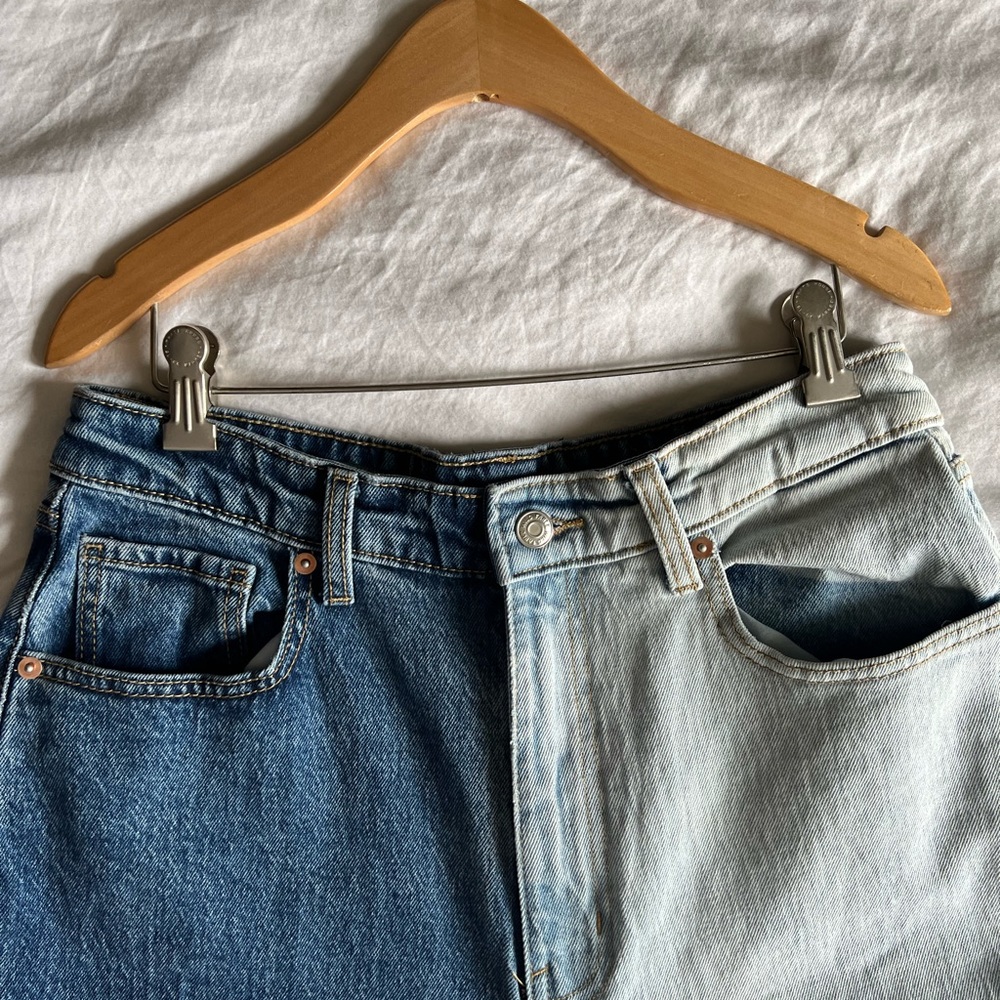 Wide leg two-toned jeans
